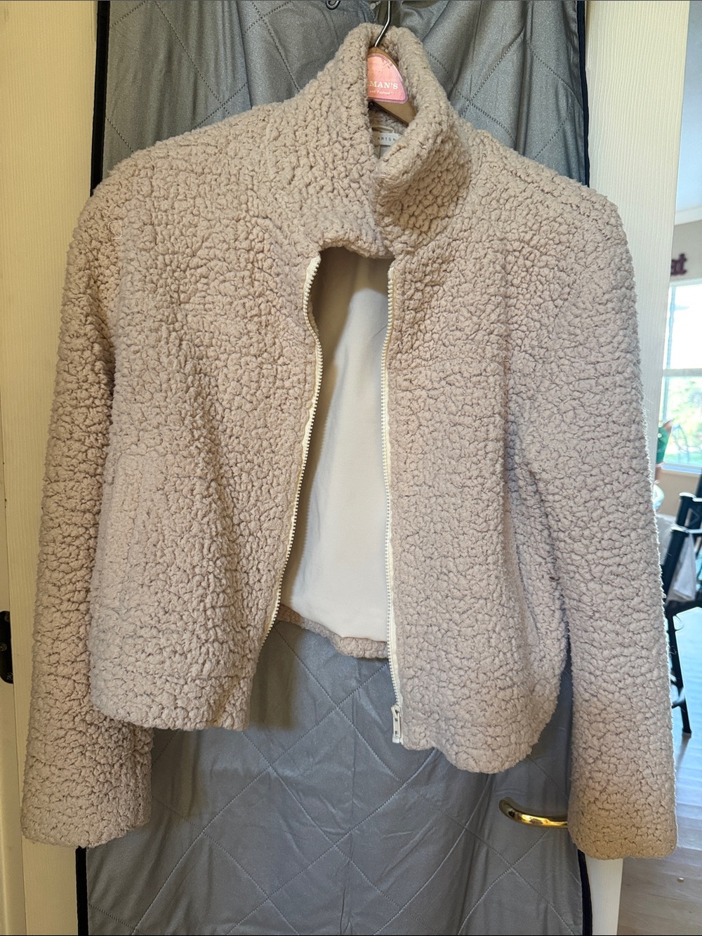 LA Hearts Cream Teddy Sherpa Zip Jacket